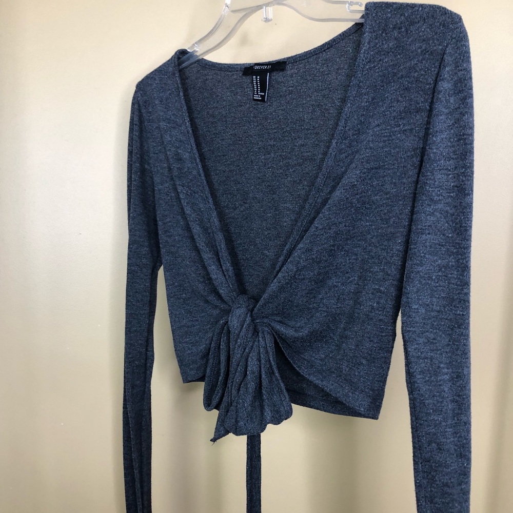 Gray Long-sleeve Crop Top (S)